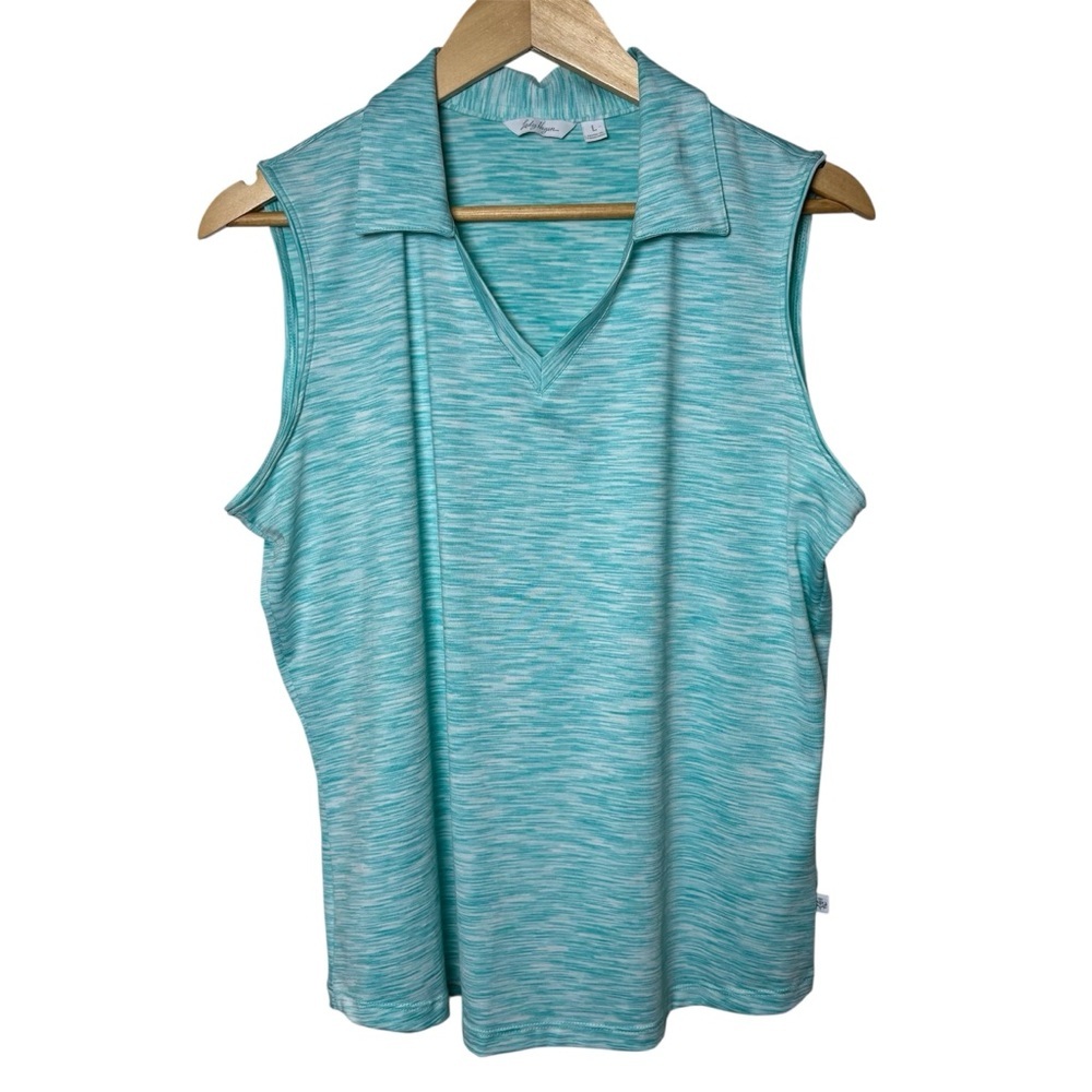 Lady Hagen Sleeveless Polo Shirt Womens Large Aqua Active Pickleball Tennis Golf
